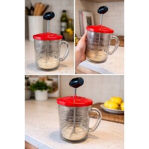 Vintage Androck Onion Chopper Red Lid Clear Measuring Cup Base 1 Cup 8oz Retro